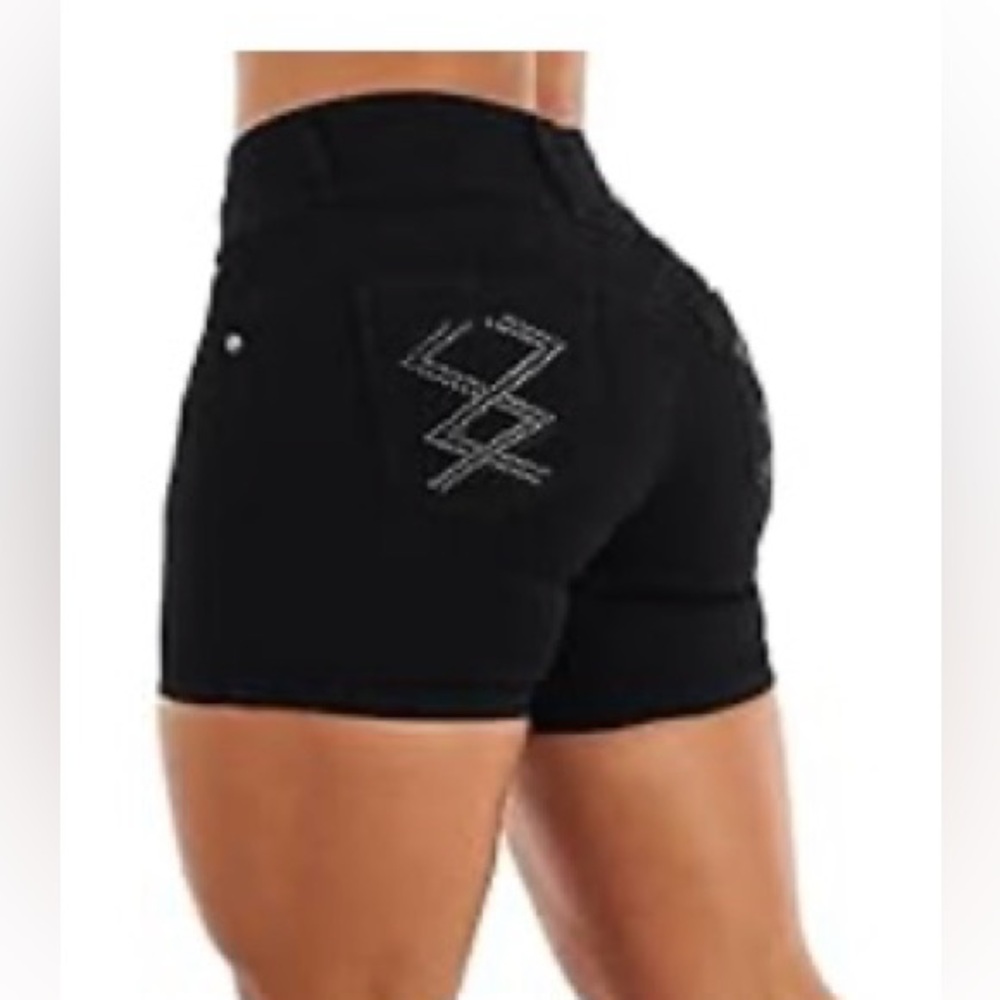 Tush Push Black Denim shorts by Moda Xpress - Junios